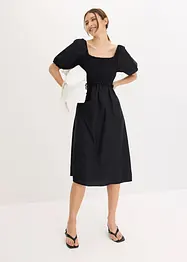 Abito midi con maniche a sbuffo e dettaglio smock, bonprix