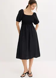 Abito midi con maniche a sbuffo e dettaglio smock, bonprix