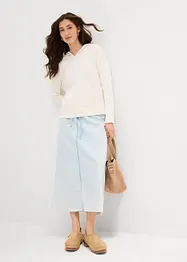Gonna midi in jeans super soft, vita media, bonprix
