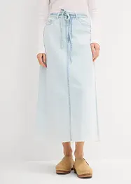 Gonna midi in jeans super soft, vita media, bonprix