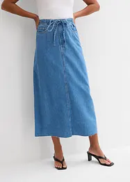 Gonna midi in jeans super soft, vita media, bonprix