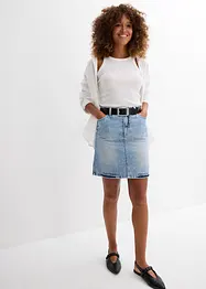 Gonna di jeans low stretch, vita media, bonprix