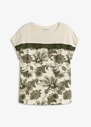 Maglia con fascia di pizzo e fantasia paisley, bonprix