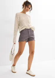 Shorts a vita alta in twill, bonprix