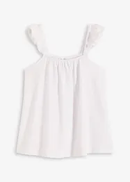 Top in jersey crêpe con volant alle spalline, bonprix