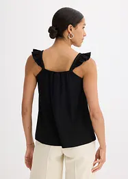 Top in jersey crêpe con volant alle spalline, bonprix