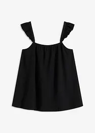 Top in jersey crêpe con volant alle spalline, bonprix
