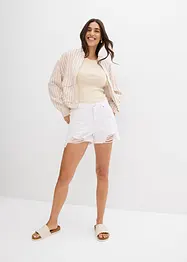 Shorts a vita alta in twill, bonprix