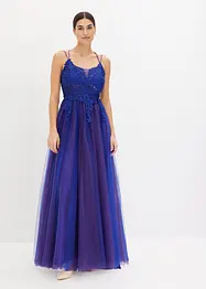 Abito lungo in delicato tulle con pizzo, bonprix