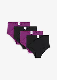 Slip a vita alta dal taglio a V con cotone biologico (pacco da 4), bonprix