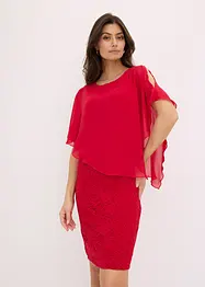 Abito in pizzo con mantella in chiffon fine, bonprix