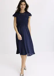 Abito midi in delicato tulle con pizzo, bonprix