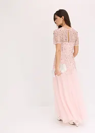 Abito lungo in delicato tulle con ricami e paillettes, bonprix