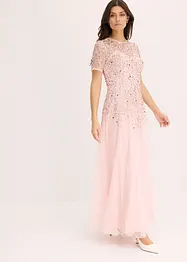 Abito lungo in delicato tulle con ricami e paillettes, bonprix