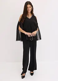 Tuta elegante con mantella e decorazione in strass, bonprix