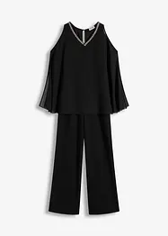 Tuta elegante con mantella e decorazione in strass, bonprix