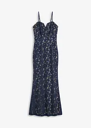Abito di pizzo con spalline e fascetta in satin, bonprix