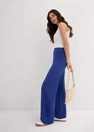 Pantaloni di maglia con elastico in vita e motivo traforato, bonprix