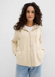 Felpa con zip, cappuccio ed elastico, bonprix