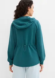 Felpa con zip, cappuccio ed elastico, bonprix