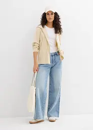 Felpa con zip, cappuccio ed elastico, bonprix