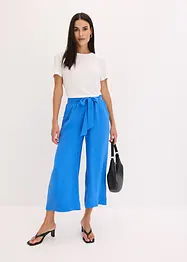 Pantaloni culotte con elastico in vita e risvolto, bonprix