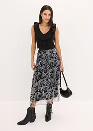 Gonna plissettata in jersey e mesh, bonprix
