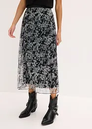 Gonna plissettata in jersey e mesh, bonprix