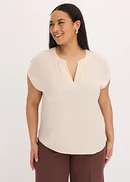 Blusa casual a maniche corte con spalle scese in satin, bonprix
