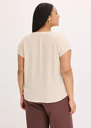 Blusa casual a maniche corte con spalle scese in satin, bonprix