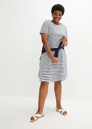 Abito di jersey al ginocchio in filato fiammato di cotone con tasche, bonprix