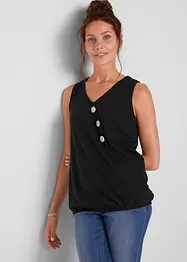 Top in cotone con effetto a portafoglio e elastico, bonprix