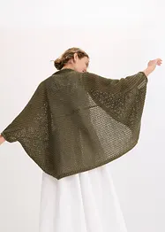 Poncho traforato in misto lino, bonprix