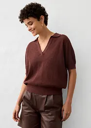 Polo in maglia traforata con percentuale di lino, bonprix
