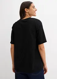 Maglia in crêpe con ricami traforati, bonprix