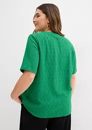 Maglia in crêpe con ricami traforati, bonprix