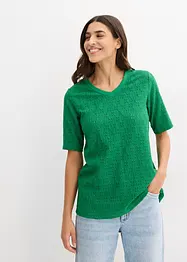 Maglia in crêpe con ricami traforati, bonprix
