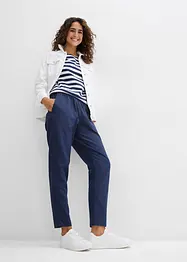 Pantaloni con elastico in vita in misto lino leggero, bonprix