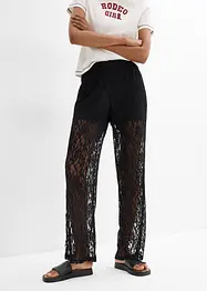 Pantaloni con elastico in vita e pizzo, bonprix
