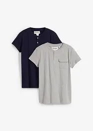 Maglia serafino a maniche corte con cotone biologico (pacco da 2), bonprix