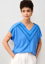 Maglia in puro lino con pizzo, bonprix