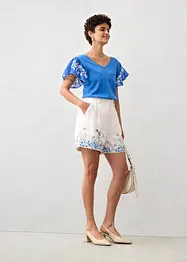 Top in maglia di misto seta con maniche di chiffon, bonprix