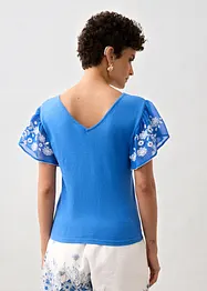 Top in maglia di misto seta con maniche di chiffon, bonprix