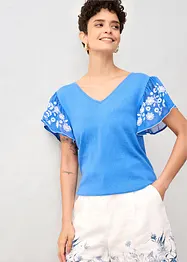 Top in maglia di misto seta con maniche di chiffon, bonprix