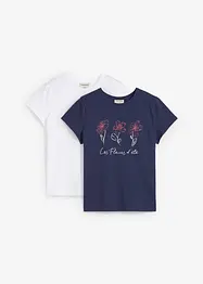 T-shirt basic con stampa (pacco da 2), bonprix
