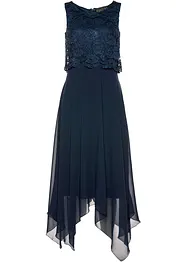Abito midi in chiffon con pizzo, bonprix