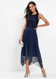 Abito midi in chiffon con pizzo, bonprix