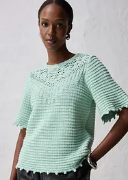 Maglione traforato in misto lino, bonprix