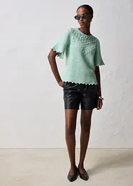 Maglione traforato in misto lino, bonprix