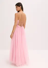 Abito lungo in delicato tulle con pizzo, bonprix